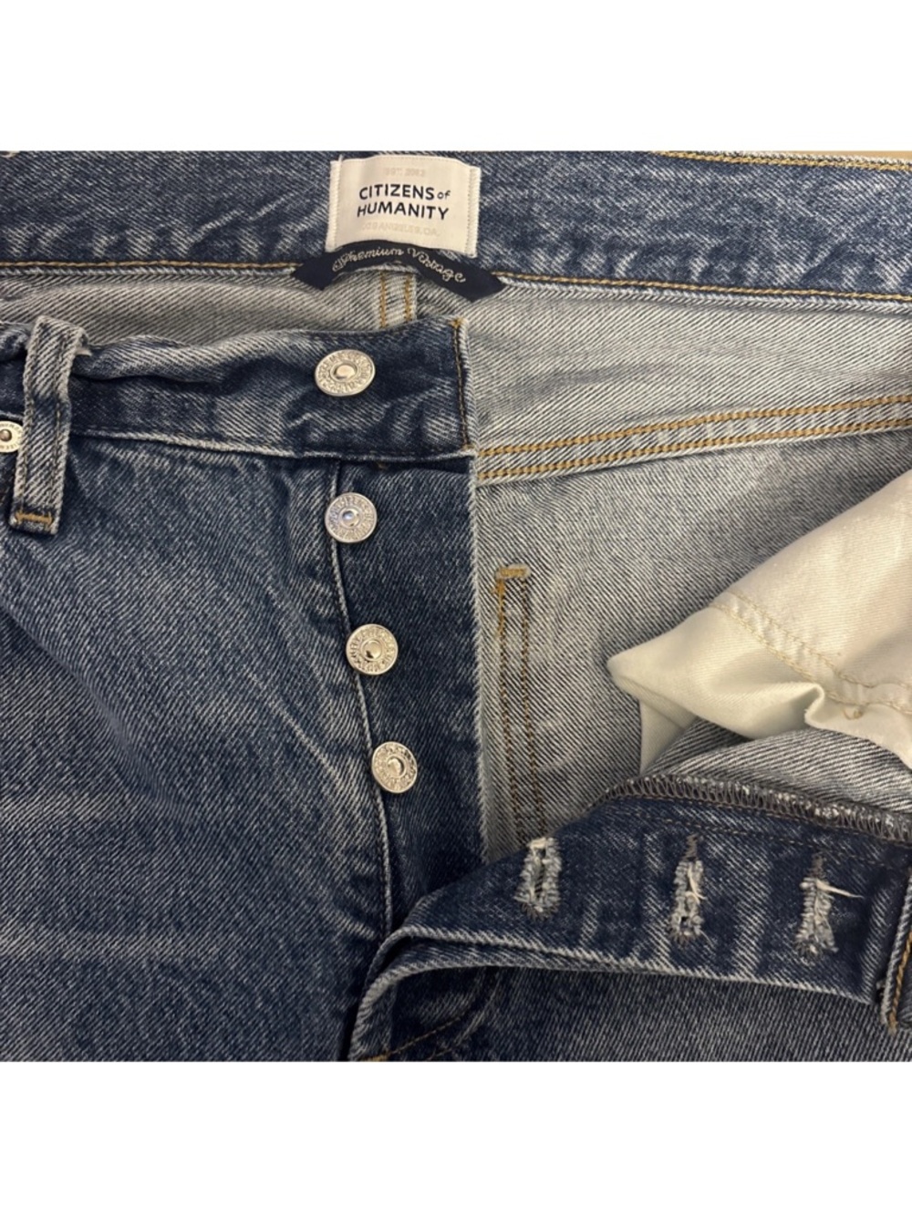 Anthropologie Citizens of Humanity denim Blaine Button Fly Straight Jeans sz 28 - Picture 3 of 10